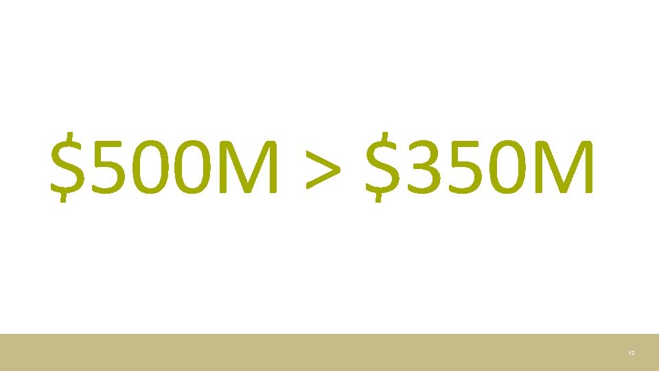 $500 M > $350 M 12 