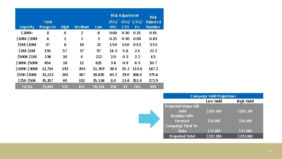 Risk Adjustment Total Capacity Prospects $20 M+ 8 $10 M-$20 M 6 $5 M-$10