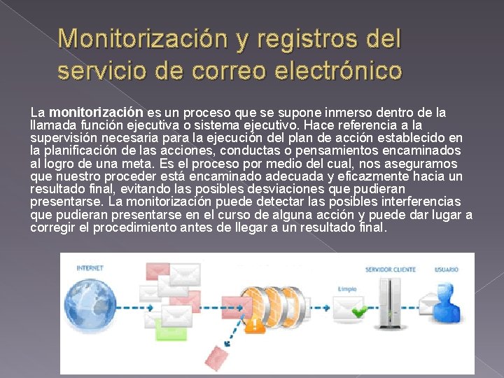 Monitorización y registros del servicio de correo electrónico La monitorización es un proceso que