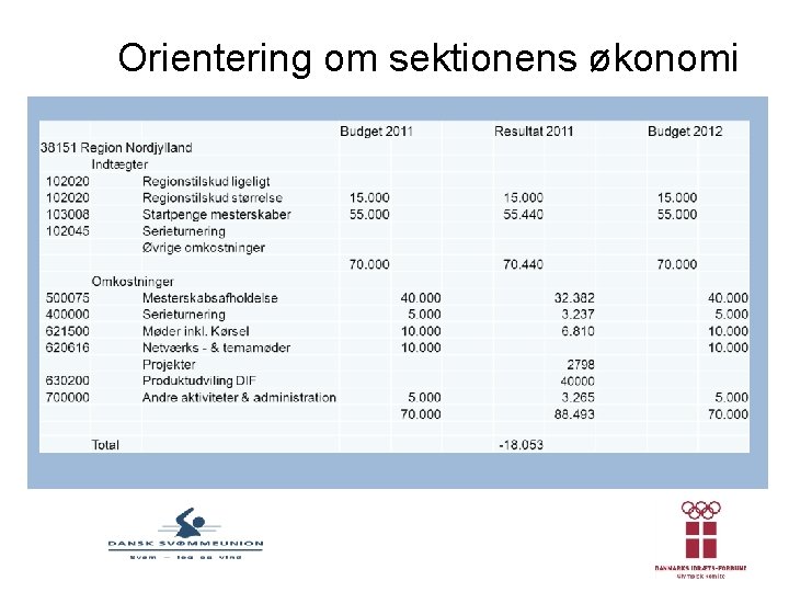 Orientering om sektionens økonomi 