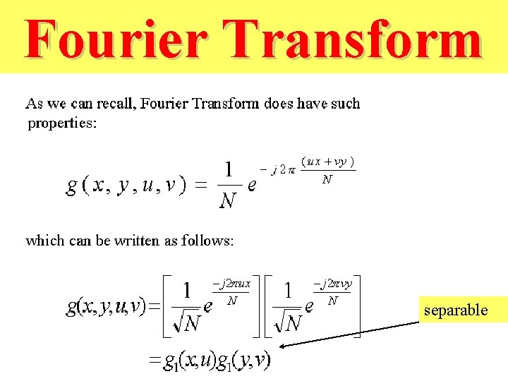 Fourier Transform separable 