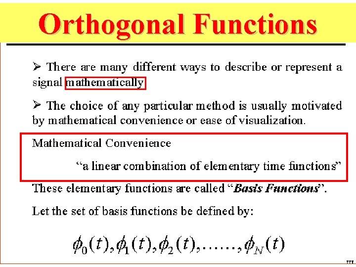 Orthogonal Functions 