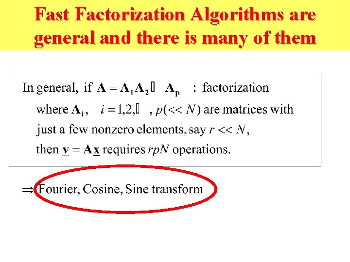 Fast Factorization Algorithms are general and there is many of them 