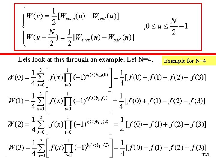 Example for N=4 