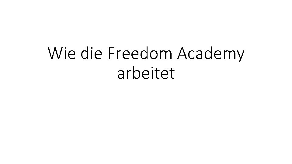 Wie die Freedom Academy arbeitet 