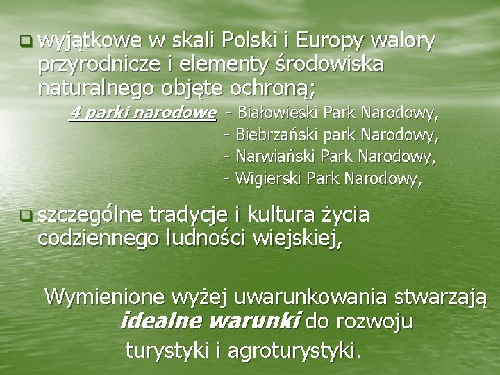 q wyjątkowe w skali Polski i Europy walory przyrodnicze i elementy środowiska naturalnego objęte