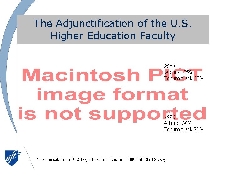 The Adjunctification of the U. S. Higher Education Faculty 2014 Adjunct 75% Tenure-track 25%