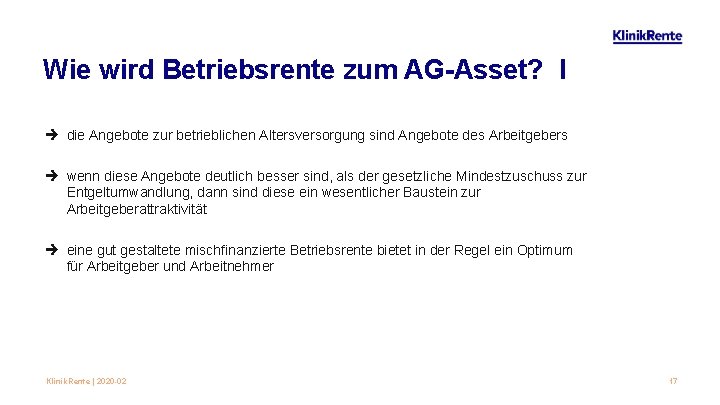 Wie wird Betriebsrente zum AG-Asset? I è die Angebote zur betrieblichen Altersversorgung sind Angebote