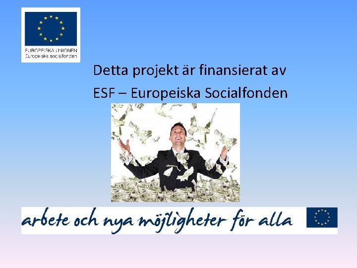 Detta projekt är finansierat av ESF – Europeiska Socialfonden 