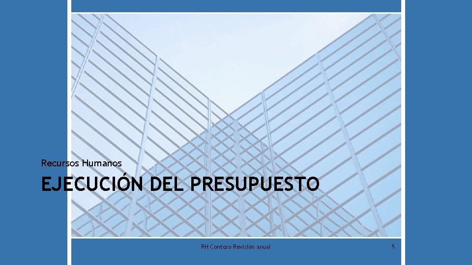 Recursos Humanos EJECUCIÓN DEL PRESUPUESTO RH Contoso Revisión anual 5 