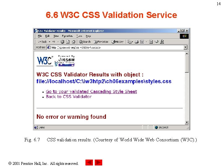 14 6. 6 W 3 C CSS Validation Service Fig. 6. 7 CSS validation 14 6. 6 W 3 C CSS Validation Service Fig. 6. 7 CSS validation