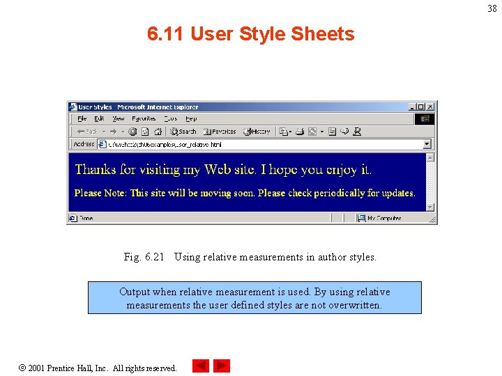 38 6. 11 User Style Sheets Fig. 6. 21 Using relative measurements in author 38 6. 11 User Style Sheets Fig. 6. 21 Using relative measurements in author