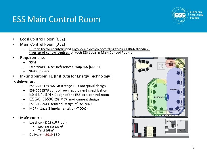 ESS Main Control Room • • Local Control Room (G 02) Main Control Room