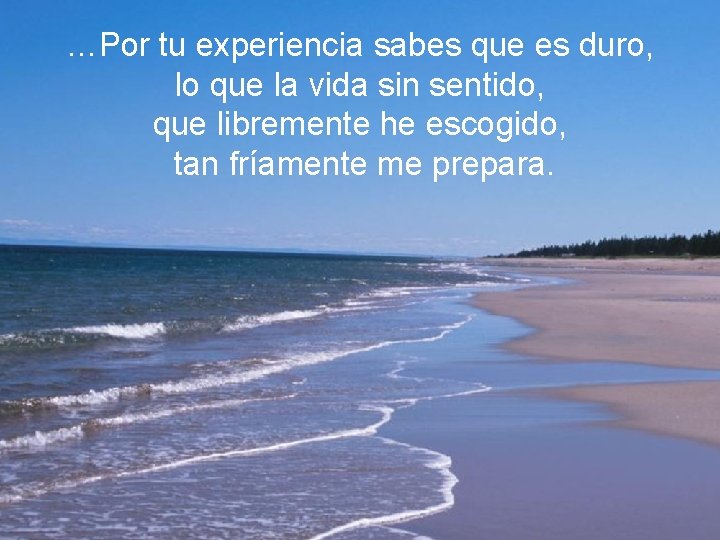 …Por tu experiencia sabes que es duro, lo que la vida sin sentido, que