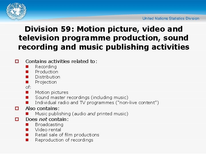 Division 59: Motion picture, video and television programme production, sound recording and music publishing