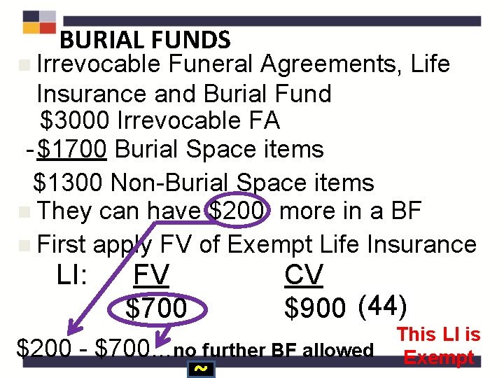 BURIAL FUNDS n Irrevocable Funeral Agreements, Life Insurance and Burial Fund $3000 Irrevocable FA