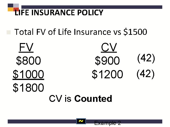 LIFE INSURANCE POLICY n Total FV of Life Insurance vs $1500 FV $800 $1000