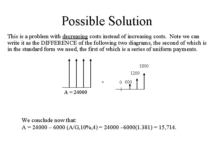 Possible Solution This is a problem with decreasing costs instead of increasing costs. Note