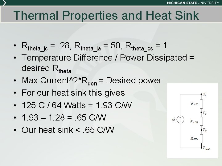 Thermal Properties and Heat Sink • Rtheta_jc =. 28, Rtheta_ja = 50, Rtheta_cs = Thermal Properties and Heat Sink • Rtheta_jc =. 28, Rtheta_ja = 50, Rtheta_cs =