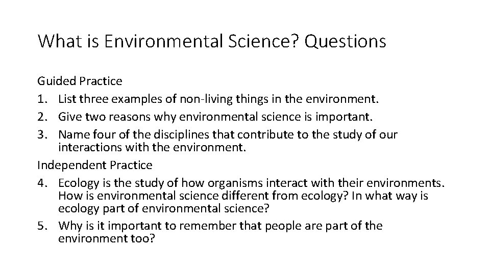 What is Environmental Science Introduction Think about the