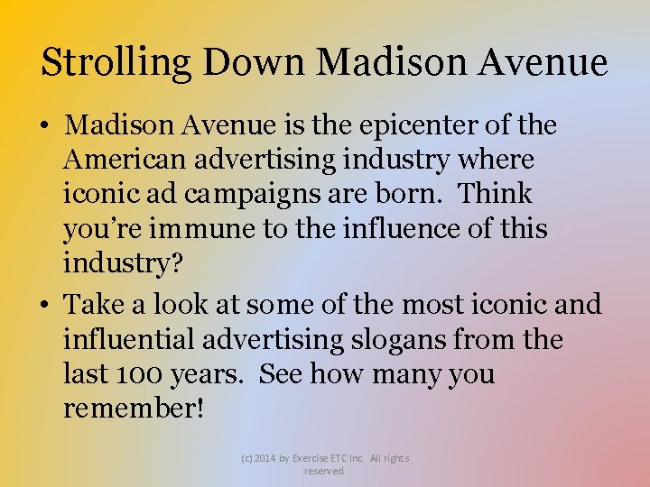 Strolling Down Madison Avenue • Madison Avenue is the epicenter of the American advertising