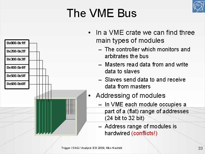 The VME Bus 0 x 000 -0 x 1 ff 0 x 200 -0