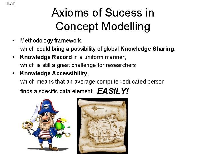 10/61 Axioms of Sucess in Concept Modelling • Methodology framework, which could bring a