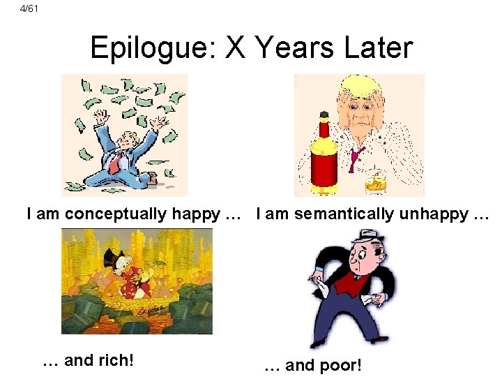 4/61 Epilogue: X Years Later I am conceptually happy … I am semantically unhappy