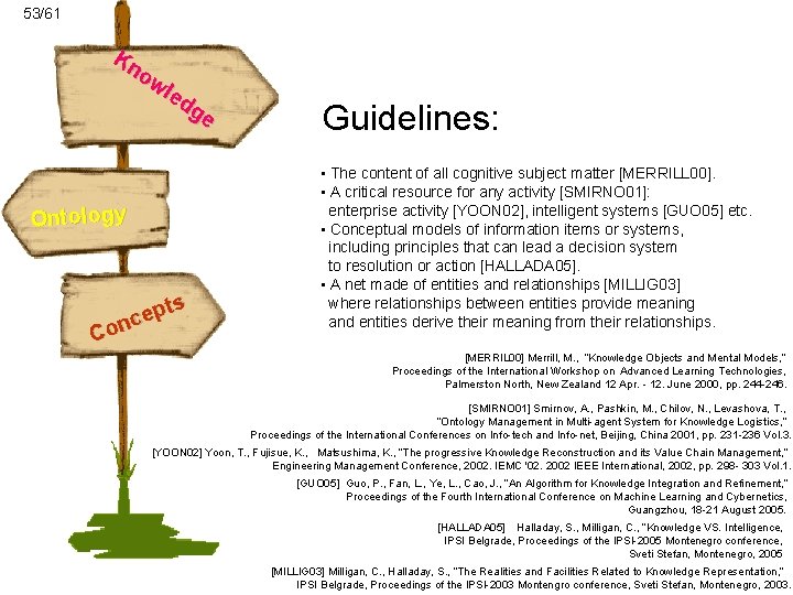 53/61 Kn ow led ge Ontology ts p e c Con Guidelines: • The