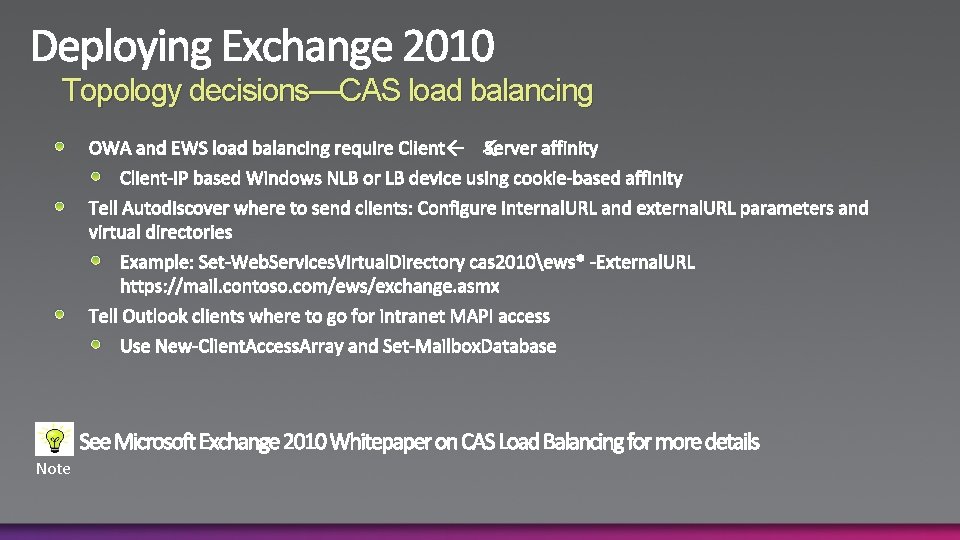 Topology decisions—CAS load balancing Note 