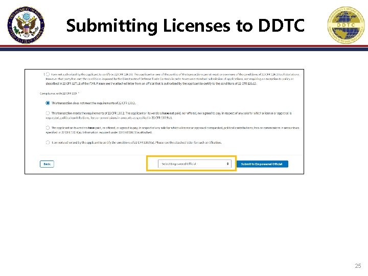 Submitting Licenses to DDTC 25 