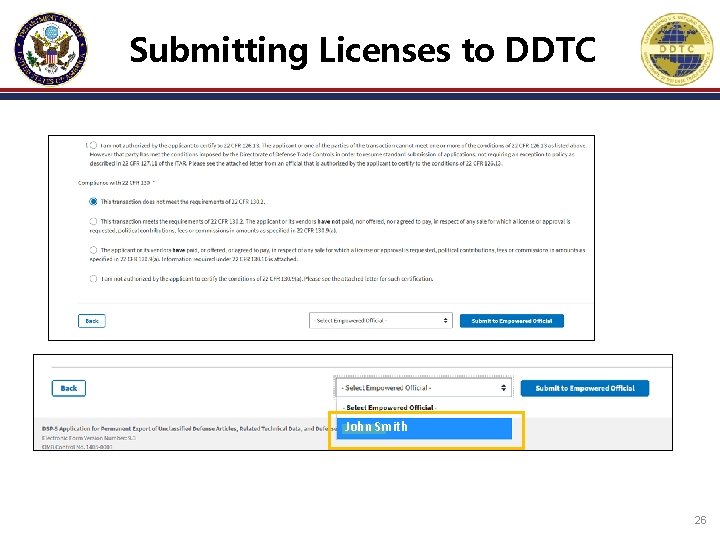 Submitting Licenses to DDTC John Smith 26 