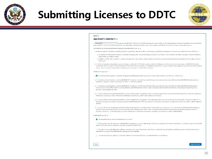 Submitting Licenses to DDTC 30 