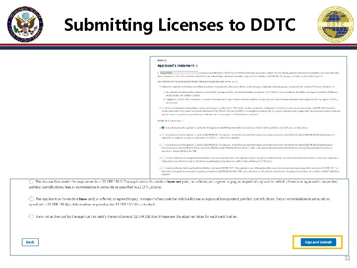 Submitting Licenses to DDTC 32 