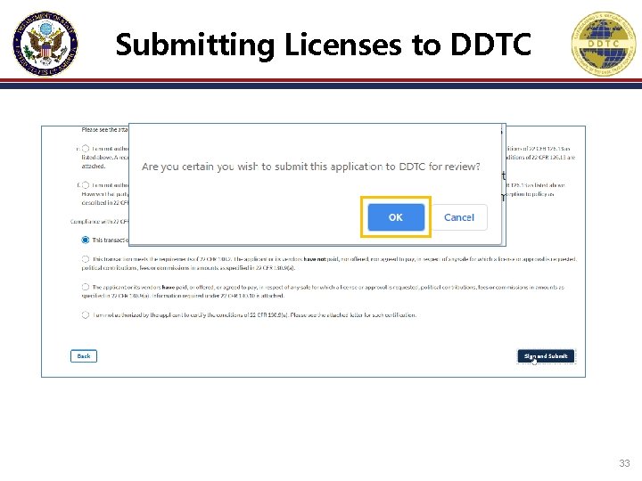 Submitting Licenses to DDTC 33 