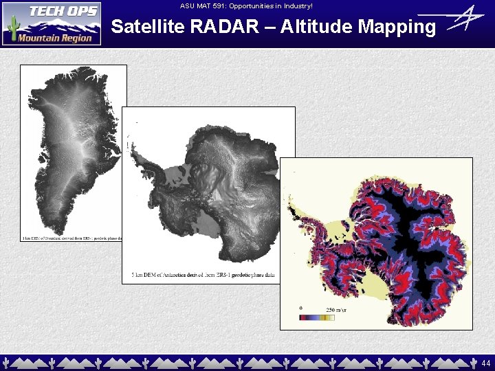 ASU MAT 591: Opportunities in Industry! Satellite RADAR – Altitude Mapping 44 