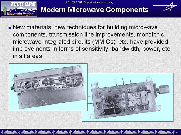 ASU MAT 591: Opportunities in Industry! Modern Microwave Components l New materials, new techniques