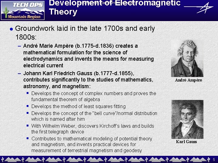 Development of Electromagnetic Theory ASU MAT 591: Opportunities in Industry! l Groundwork laid in