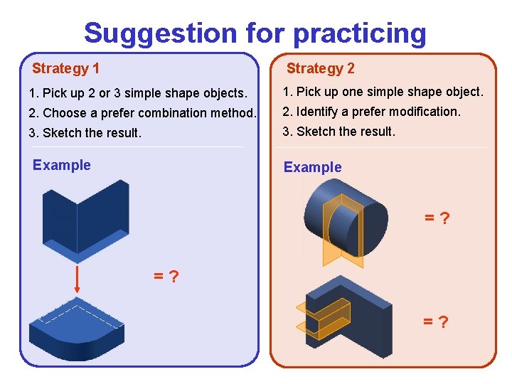 Suggestion for practicing Strategy 1 Strategy 2 1. Pick up 2 or 3 simple