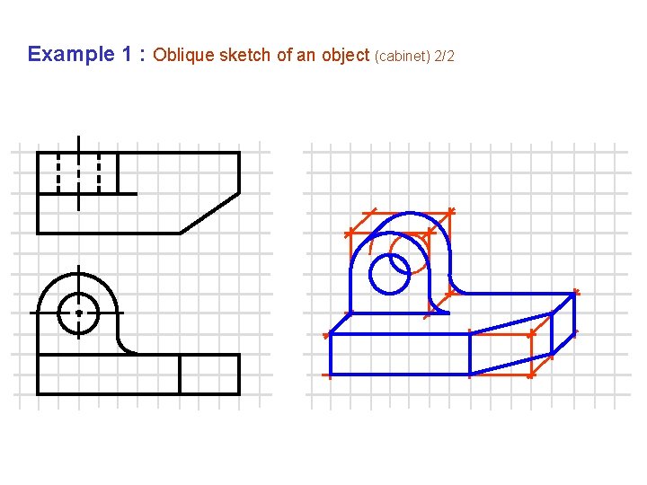 Example 1 : Oblique sketch of an object (cabinet) 2/2 