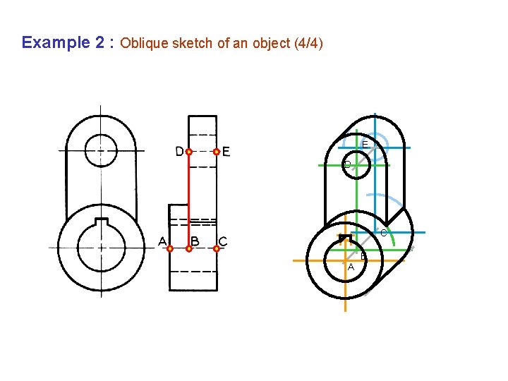 Example 2 : Oblique sketch of an object (4/4) E D C B A