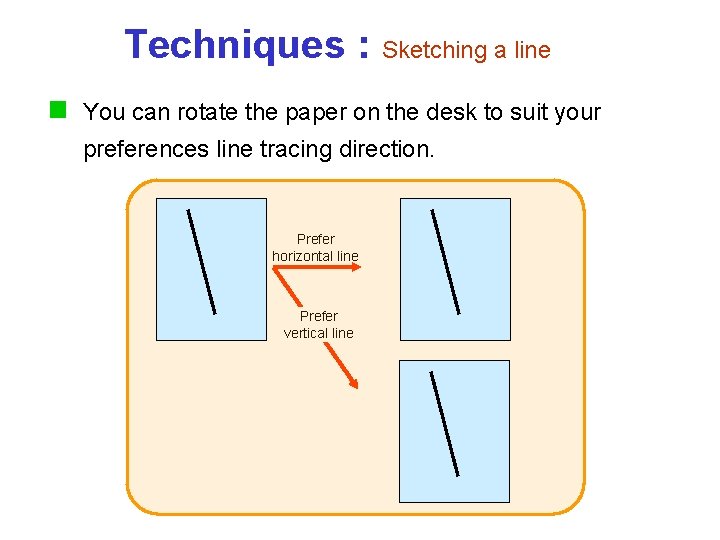 Techniques : Sketching a line You can rotate the paper on the desk to