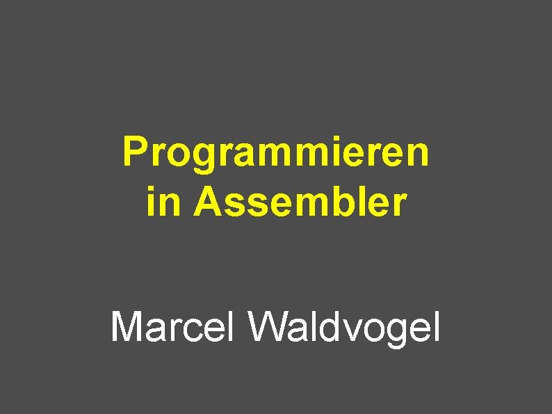 Programmieren in Assembler Marcel Waldvogel 