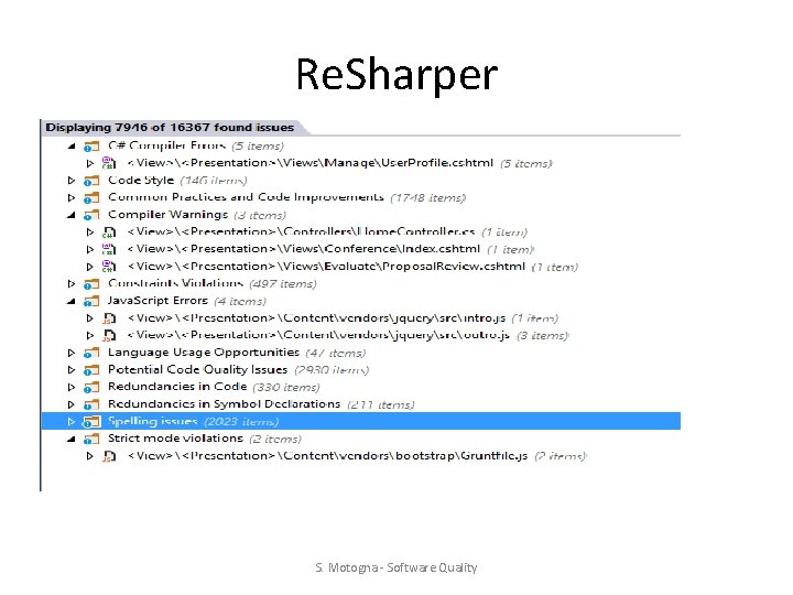 Re. Sharper S. Motogna - Software Quality Re. Sharper S. Motogna - Software Quality