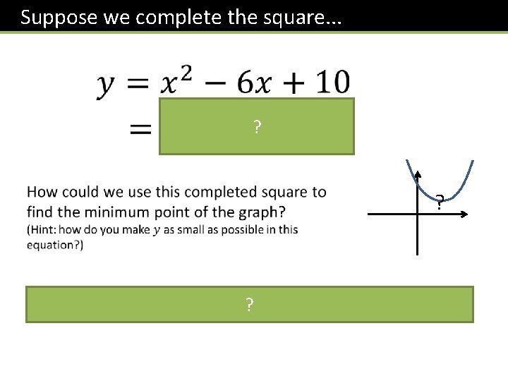 Suppose we complete the square. . . ? ? ? 