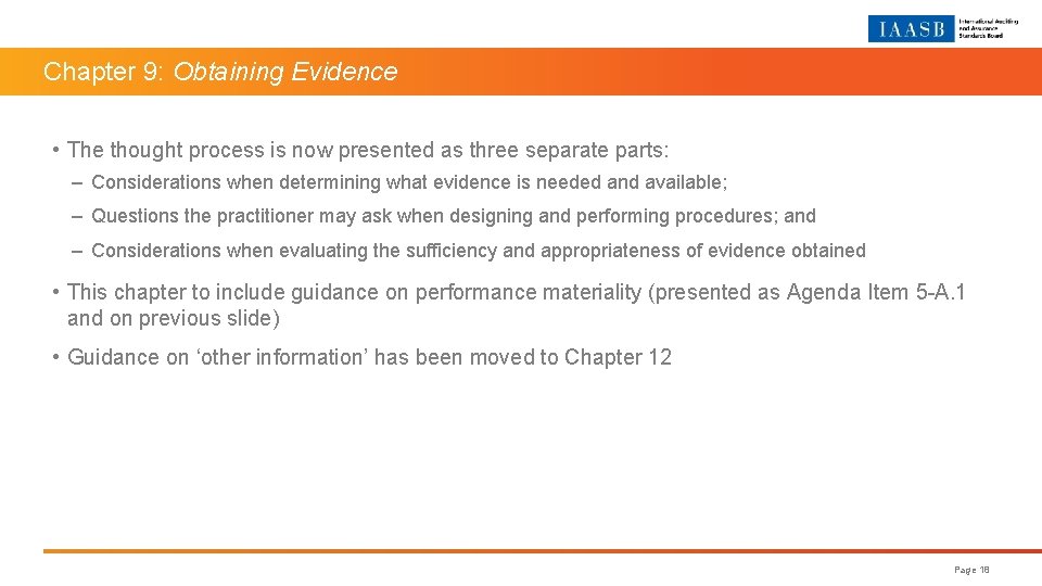 Chapter 9: Obtaining Evidence • The thought process is now presented as three separate