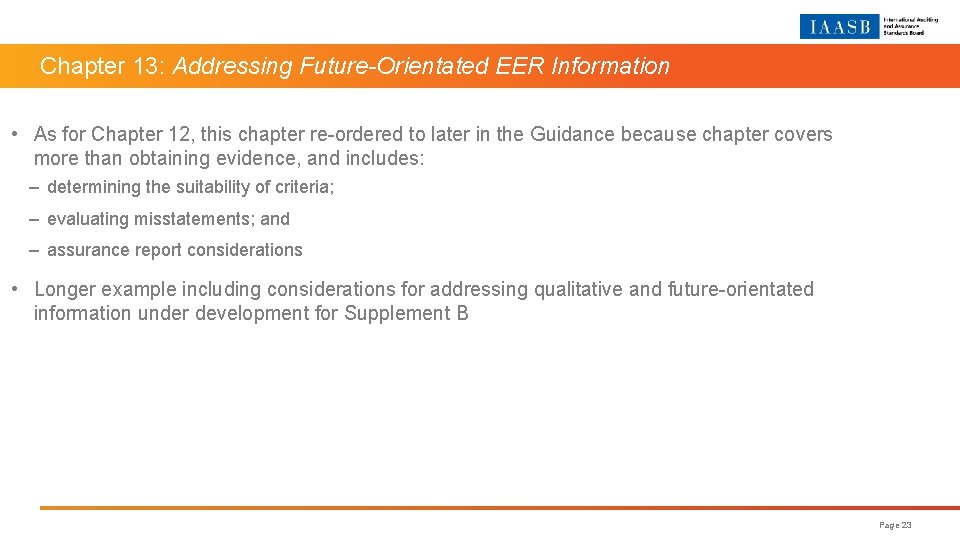Chapter 13: Addressing Future-Orientated EER Information • As for Chapter 12, this chapter re-ordered