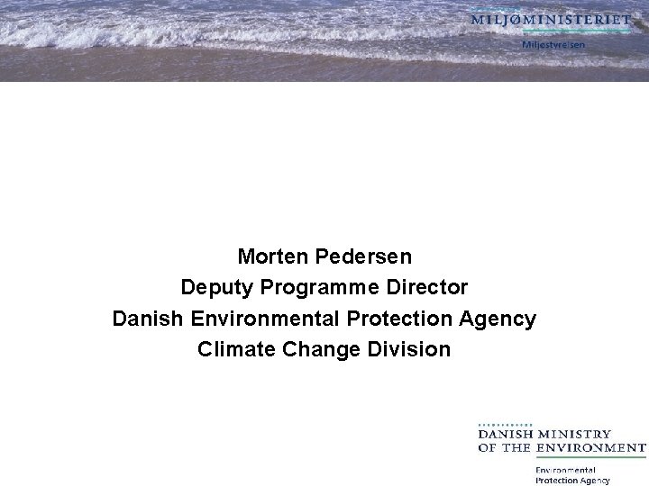 Morten Pedersen Deputy Programme Director Danish Environmental Protection Agency Climate Change Division 