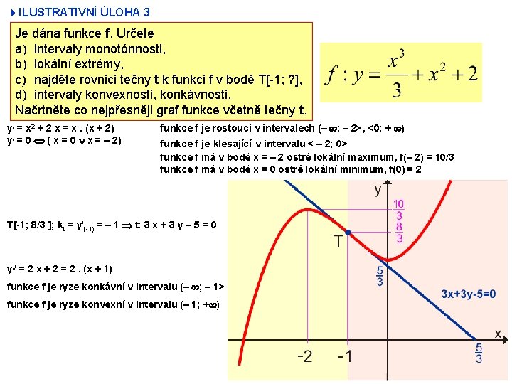 4 ILUSTRATIVNÍ ÚLOHA 3 Je dána funkce f. Určete a) intervaly monotónnosti, b) lokální