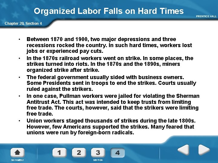 Organized Labor Falls on Hard Times Chapter 20, Section 4 • • • Between